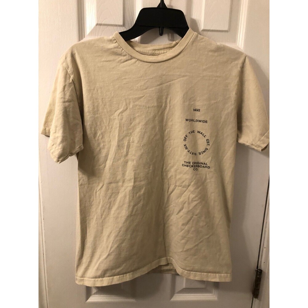 Vans Off The‎ Wall Shirt Mens Size Small Pale Light Yellow Short Sleeve Skate